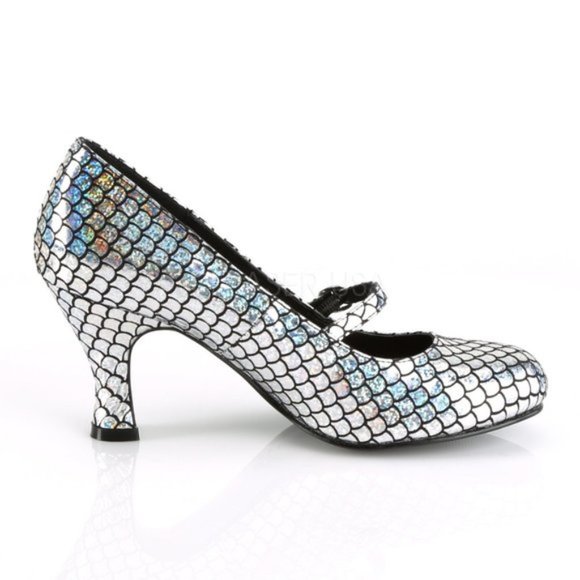 Mermaid Silver Hologram - Funtasma 3" Holographic High Heel Shoes - Women's Sz 7 - Picture 3 of 4